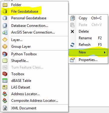 Figure 1. Creating a new File Geodatabase