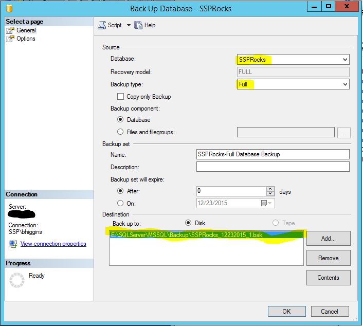 Figure 2. Backup Database GUI