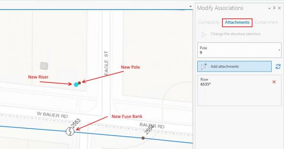 Utility Network Riser Pole Attachment Association– editing with associations