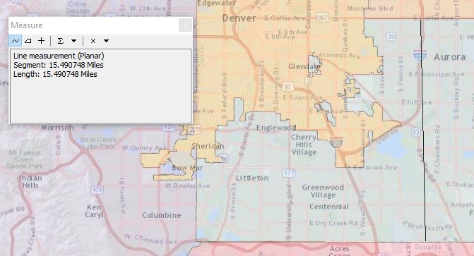 How long is a coordinate degree Figure 3. Arapahoe County