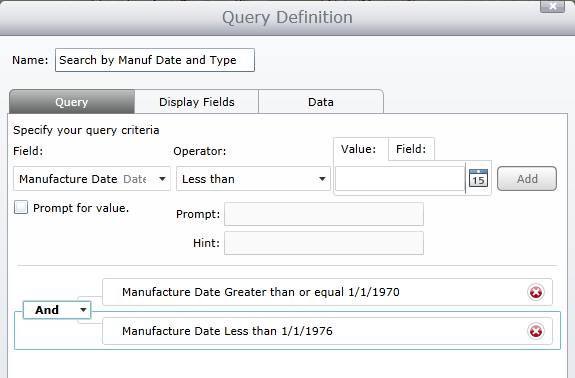 query definition window