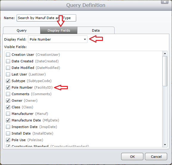 display fields tab