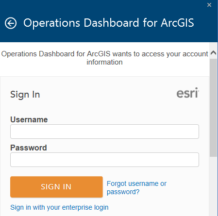 Operations Dashboard Login