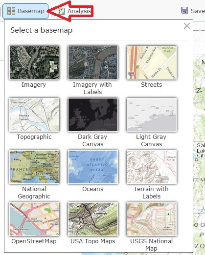 Figure 6.  Selection of Basemap