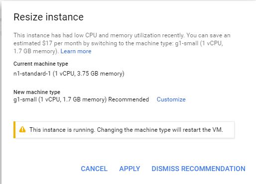 Figure 5.  Resizing of Instance - Establishing Cloud Infrastructure