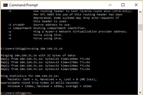 Figure 6. Pinging Remote Machine - Establishing Cloud Infrastructure