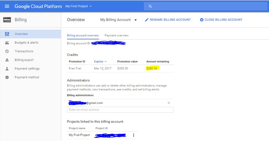 Figure 7.  Billing Status - Establishing Cloud Infrastructure