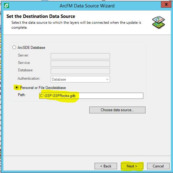 Figure 14. ArcFM Data Source Wizard Choose 3