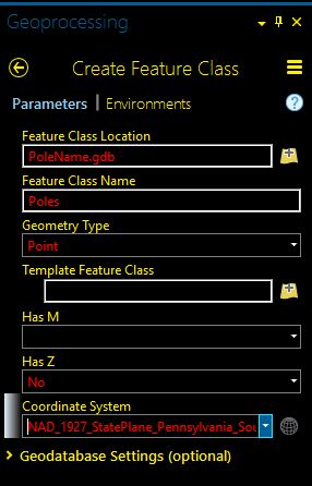 Figure 6. Creation of a New Feature Class - Naming GIS Features