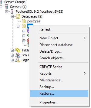 Figure 6. Restoration of Database - Implementing PostgreSQL for ArcGIS