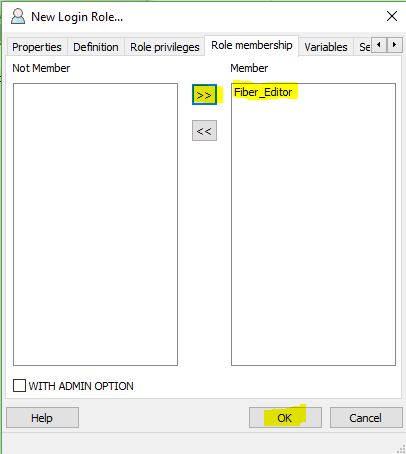 Figure 14. Assignment to Role - PostgreSQL for ArcGIS